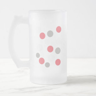 Caneca De Cerveja Vidro Jateado Círculos de Bolas Cinza Padrão Coral Branco Cor-de