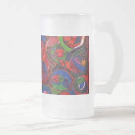 Caneca De Cerveja Vidro Jateado Círculos vermelhos