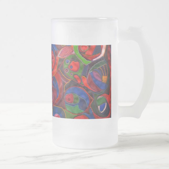 Caneca De Cerveja Vidro Jateado Círculos vermelhos (Direita)