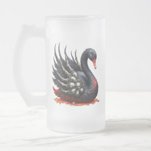 Caneca De Cerveja Vidro Jateado Cisne Negro de Ossos – Elegância Gótica
