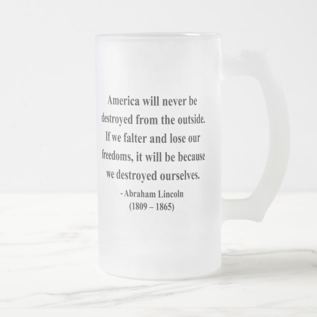 Caneca De Cerveja Vidro Jateado Citações 1a de Abraham Lincoln (Direita)