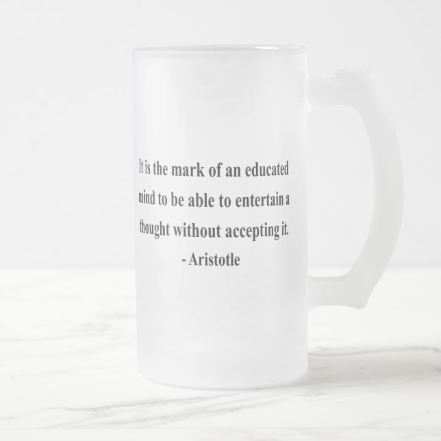 Caneca De Cerveja Vidro Jateado Citações 1a de Aristotle (Direita)