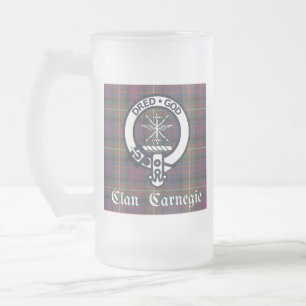 Caneca De Cerveja Vidro Jateado Clan Carnegie Crest Tartan