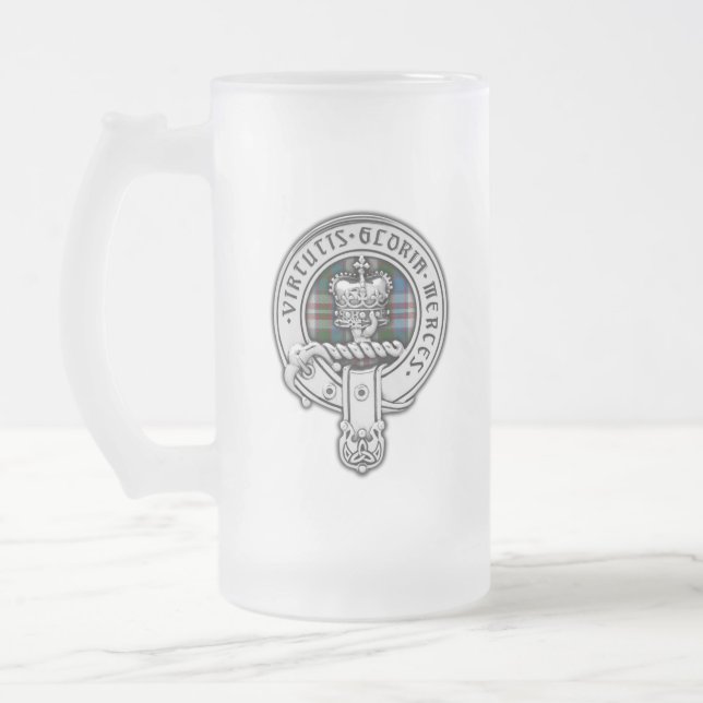 Caneca De Cerveja Vidro Jateado Clan Donnachaidh (Robertson) Crest & Dress Tartan (Esquerda)