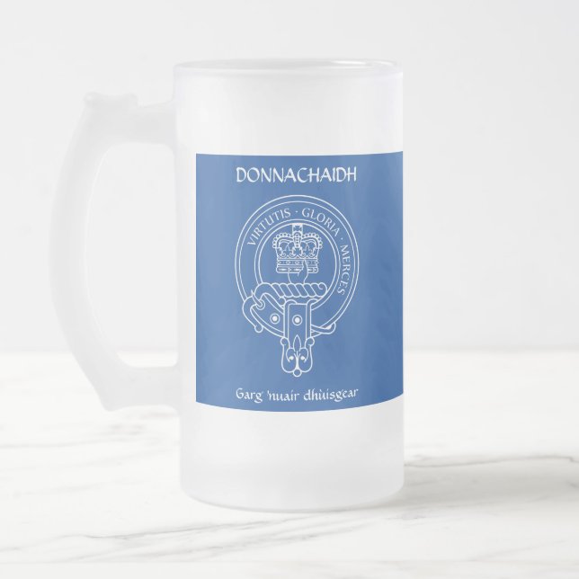 Caneca De Cerveja Vidro Jateado Clan Donnachaidh (Robertson) Crest & War Cry (Esquerda)