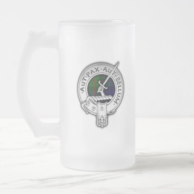Caneca De Cerveja Vidro Jateado Clan Gunn Crest & Tartan (Esquerda)