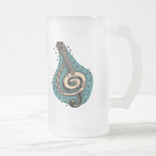 Caneca De Cerveja Vidro Jateado Clef baixo