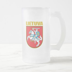 Caneca De Cerveja Vidro Jateado COA de Lietuva (Lithuania)