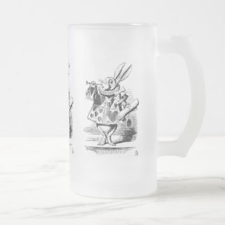 Caneca De Cerveja Vidro Jateado Coelho branco vestido como o arauto