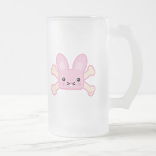 Caneca De Cerveja Vidro Jateado coelho rosa-roxo
