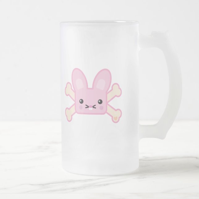Caneca De Cerveja Vidro Jateado coelho rosa-roxo (Direita)