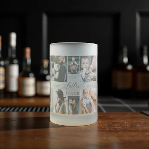 Caneca De Cerveja Vidro Jateado Colagem de Fotografias do Dia de os pais de Script