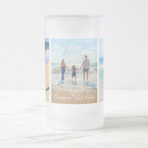 Caneca De Cerveja Vidro Jateado Colagem de Fotografias Personalizada e Envie o seu