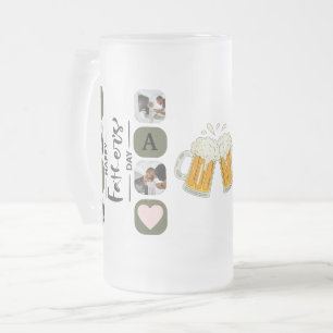 Caneca De Cerveja Vidro Jateado Colagem de Fotos Moderna Dia dos Pais