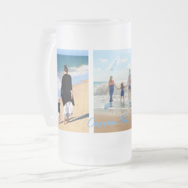 Caneca De Cerveja Vidro Jateado Colagem de Fotos Personalizada Texto de Fotos da S (Frente Esquerda)