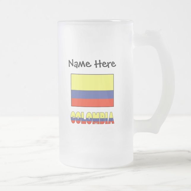 Caneca De Cerveja Vidro Jateado Colômbia - Personalização Negra do Sinalizador Col (Direita)