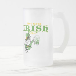 Caneca De Cerveja Vidro Jateado Coloque Seu Irlandês No Leprechaun Mug