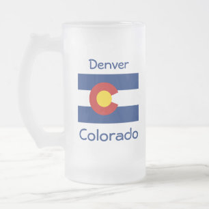 Caneca De Cerveja Vidro Jateado Colorado Flag Map City Mug