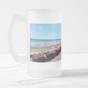 Caneca De Cerveja Vidro Jateado Comboio Choo, na praia de Bridlington.