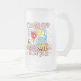Caneca De Cerveja Vidro Jateado Comemorando 21 no estilo