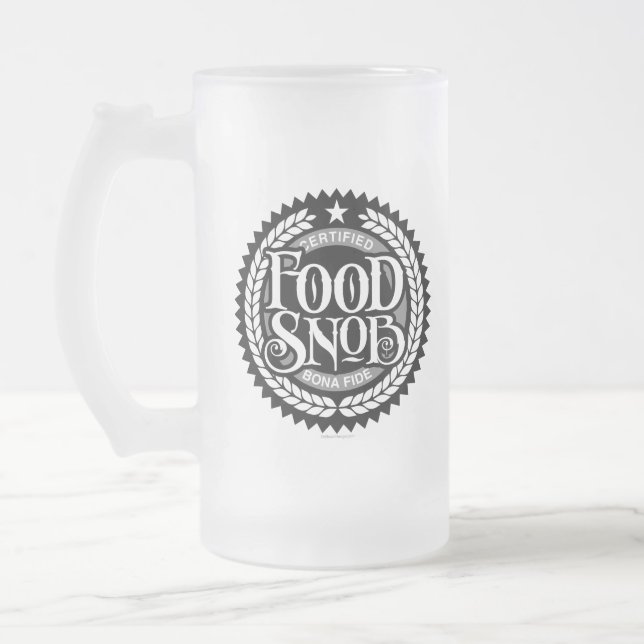 Caneca De Cerveja Vidro Jateado Comida Snob - amante engraçado da comida (Esquerda)