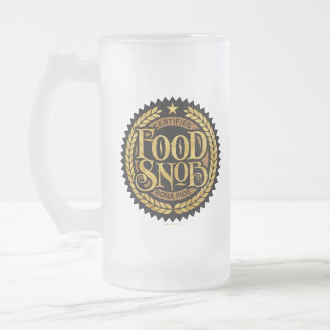Caneca De Cerveja Vidro Jateado Comida Snob - amante engraçado da comida (Esquerda)