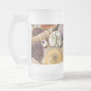 Caneca De Cerveja Vidro Jateado Conchas marítimas na praia