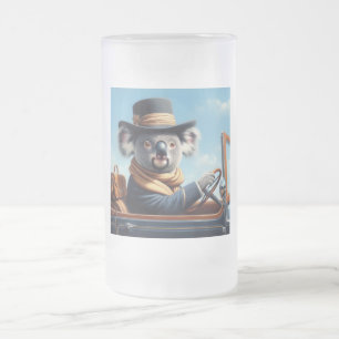 Caneca De Cerveja Vidro Jateado Condução De Koala