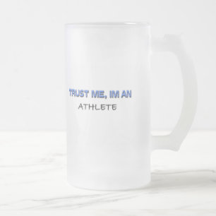 Caneca De Cerveja Vidro Jateado Confie que eu mim é um atleta
