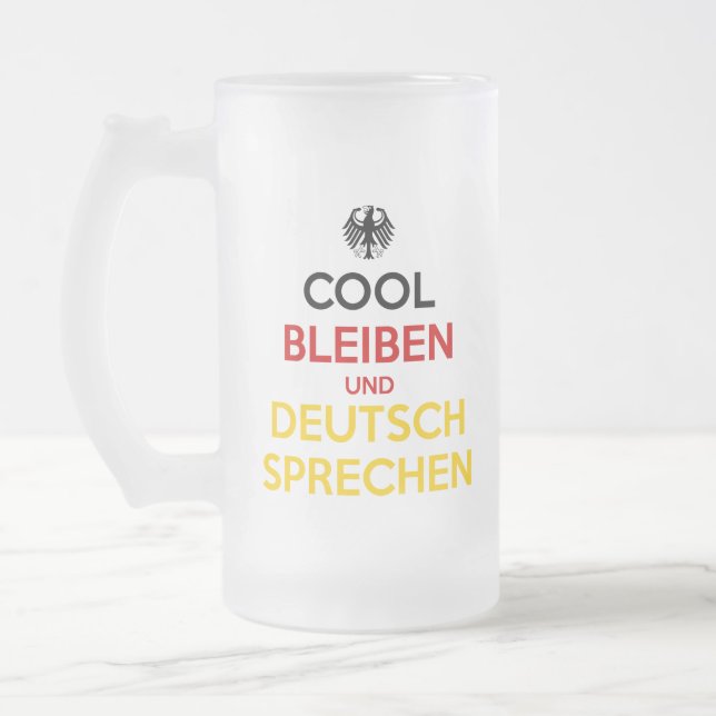 Caneca De Cerveja Vidro Jateado Cool Bleiben und Deutsch Sprechen (Esquerda)