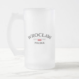 Caneca De Cerveja Vidro Jateado Coordenadas Polonesas Wroclaw Polska (Polônia)