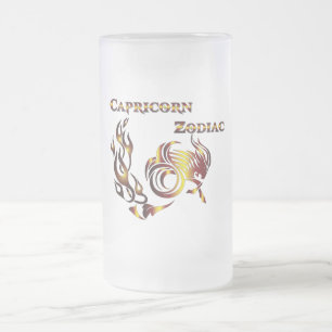 Caneca De Cerveja Vidro Jateado Copo de Cerveja Capricórnio Zodíaco