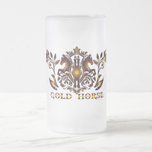 Caneca De Cerveja Vidro Jateado Copo de Cerveja Cavalo Dourado