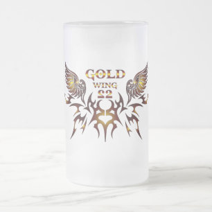 Caneca De Cerveja Vidro Jateado Copo de Cerveja Gold Wing-2