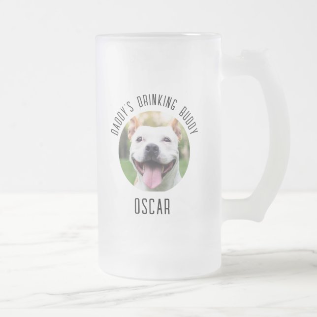 Caneca De Cerveja Vidro Jateado Copo de Foto Personalizado de Pet de Cão (Direita)