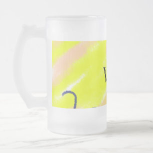Caneca De Cerveja Vidro Jateado Cor simples adicionar texto nome monograma amarelo