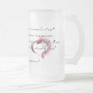 Caneca De Cerveja Vidro Jateado Coração Metálico com o soneto de Shakespeare 18