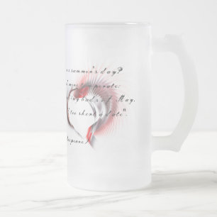 Caneca De Cerveja Vidro Jateado Coração Metálico com o soneto de Shakespeare 18