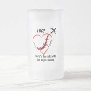 Caneca De Cerveja Vidro Jateado Coração minimalista e avião