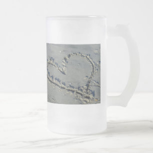 Caneca De Cerveja Vidro Jateado Coração Na Caneta De Vidro De Fosco De Areia