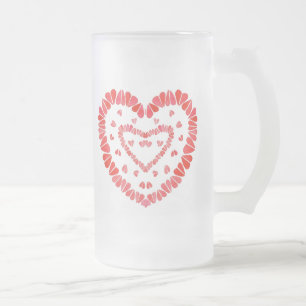 Caneca De Cerveja Vidro Jateado CORAÇÕES DOCES Caneca Alta de Vidro Fosco