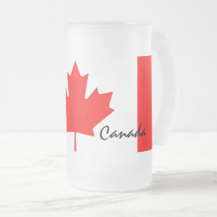Caneca De Cerveja Vidro Jateado Cores da bandeira da folha de bordo de Canadá