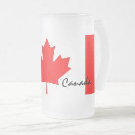 Caneca De Cerveja Vidro Jateado Cores da Bandeira da Folha de Bordo do Canadá