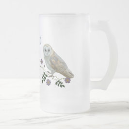 Caneca De Cerveja Vidro Jateado Coruja de celeiro