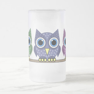 Caneca De Cerveja Vidro Jateado corujas