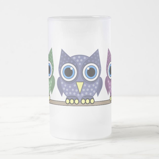 Caneca De Cerveja Vidro Jateado corujas (Centro)
