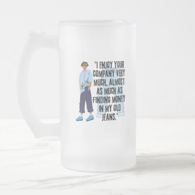CANECA DE CERVEJA VIDRO JATEADO COTAÇÃO DE JEANS (Esquerda)