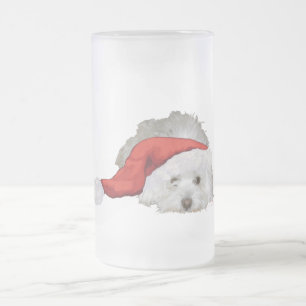Caneca De Cerveja Vidro Jateado Coton de Tulear - Esperando