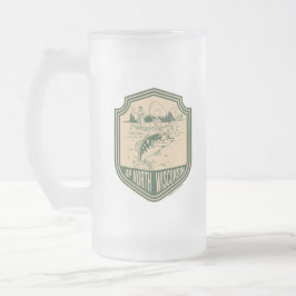 Caneca De Cerveja Vidro Jateado Crachá de Pesca Norte de Wisconsin