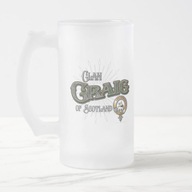 Caneca De Cerveja Vidro Jateado Craig Clan (Esquerda)